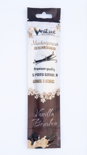 VaniLux 5 pods premium vanilla pods and Beans, long and dark, ideal for baking and cooking