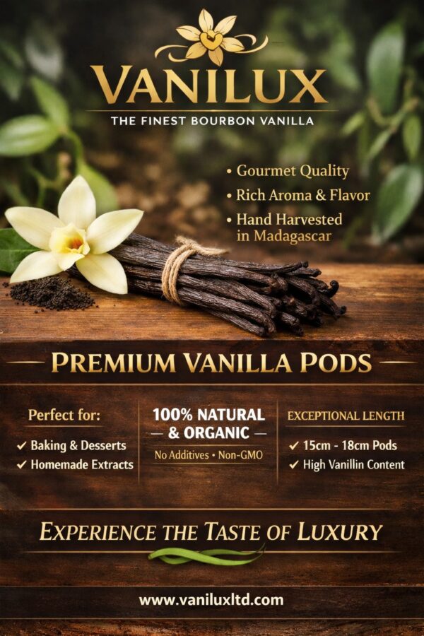 VANILUX Gourmet Madagascan Vanilla Pods Grade A ( 2 Pods )